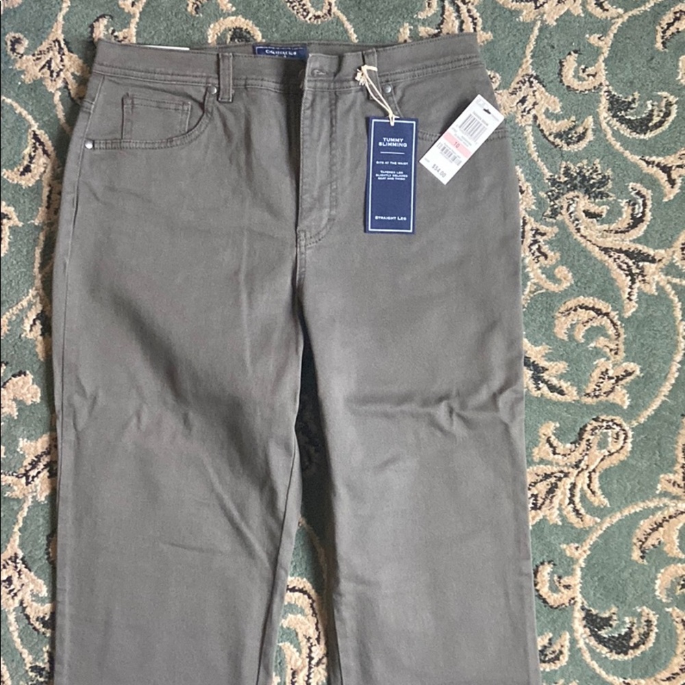 Greyish straight leg jeans